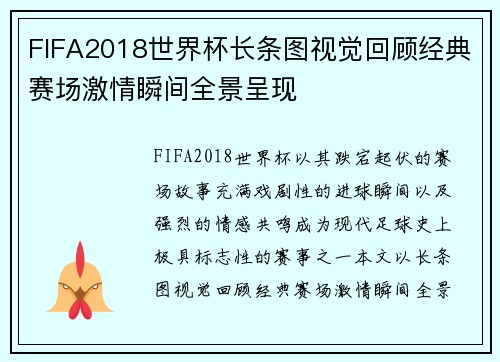 FIFA2018世界杯长条图视觉回顾经典赛场激情瞬间全景呈现
